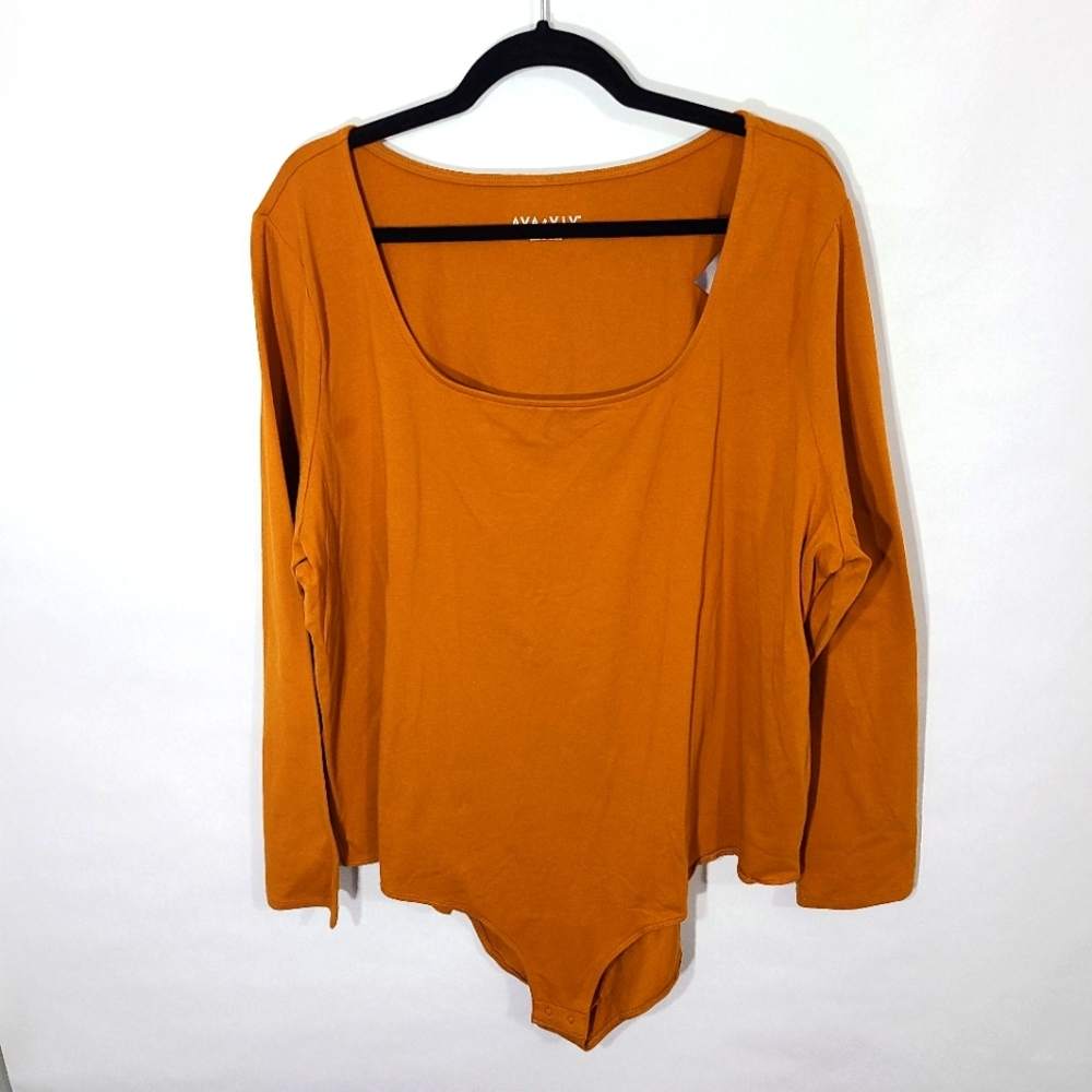 Ava & Viv Women's Size 3X Bodysuit Rust Color NWT Fall Vibe